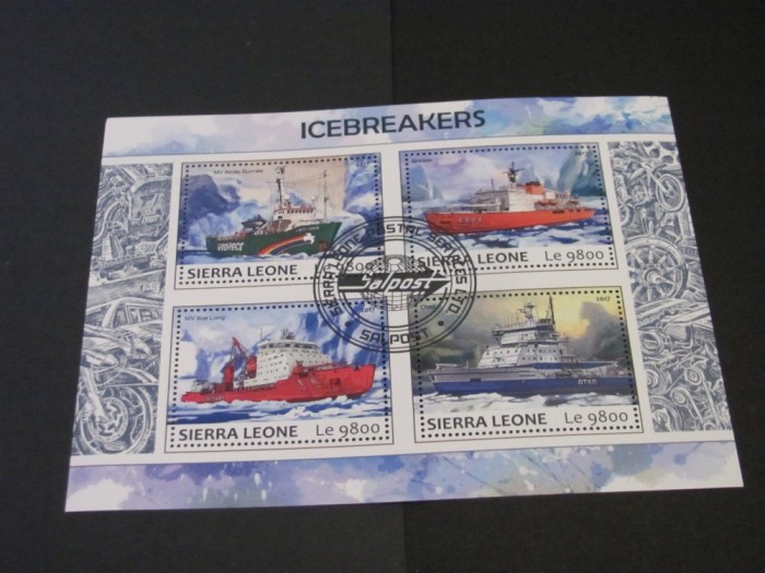 Coliță Filatelică Sierra Leone 2017 - &quot;Icebreakers&quot;, Spărgătoare de Gheață, 4 Timbre Obliterate