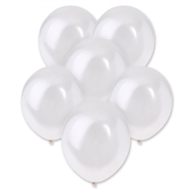 Set Baloane Latex, Metalizate, Alb, 30 cm, 20 Bucăți foto