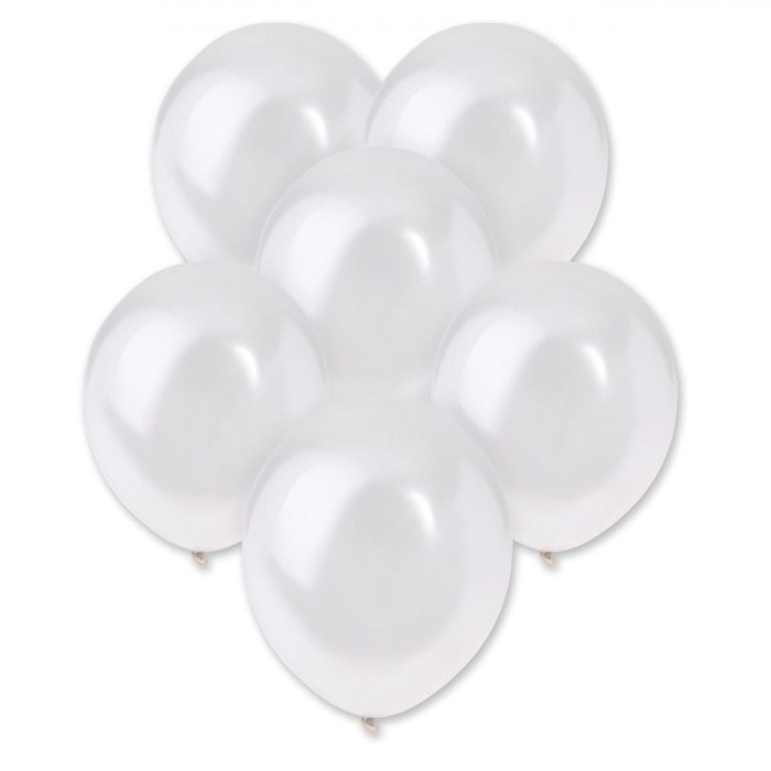 Set Baloane Latex, Metalizate, Alb, 30 cm, 20 Bucăți