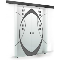 Usa culisanta Boss &reg; Duo Black model Shine negru, 80+80x215 cm, sticla mata securizata, glisanta in ambele directii