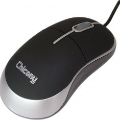 Mouse optic Chicony Wired, 800dpi, PS2, negru/argintiu