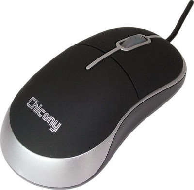 Mouse optic Chicony Wired, 800dpi, PS2, negru/argintiu foto