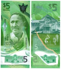!!! BARBADOS - 5 DOLARI 2022 - P 81 - UNC / POLIMER foto