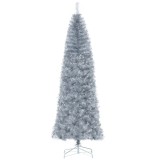 Brad de Craciun Artificial brad Argintiu Inalt 210 cm cu Baza Detasabila, decoratiune de Craciun HOMCOM | Aosom Romania