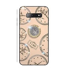 Husa cu pietricele + inel rotativ &#039; Clock &#039; Samsung S10 , Roz
