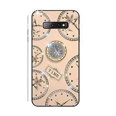 Husa cu pietricele + inel rotativ ' Clock ' Samsung S10 Plus , S10+ , Roz