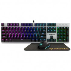 Kit tastatura mecanica si mouse Gamdias Hermes E1C neagra iluminare RGB foto