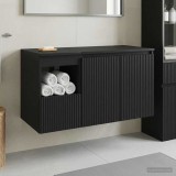 Cumpara ieftin Set dulap baie 2 buc. Negru 92,5 x 44,5 x 50 cm Lemn prelucrat