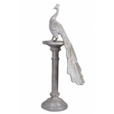 Statueta de gradina cu un paun pe un piedestal CW242 foto