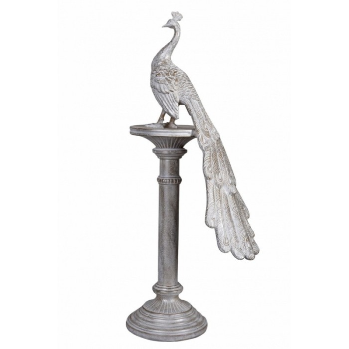 Statueta de gradina cu un paun pe un piedestal CW242