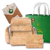 Cumpara ieftin Set cadou Craciun pentru barbati &ndash; portofel si geanta din pluta