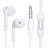 Cumpara ieftin Casti in-ear cu microfon, U19-W, conector jack 3.5mm, control pe fir, lungime cablu 100 cm, albe