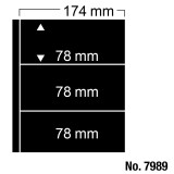 5 folii negre pentru timbre, carti postale, Compact 7989PA, cu 3 buzunare de 78 x 174 mm