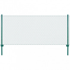 Gard din plasă de sârmă cu stâlpi, verde, 25 x 1 m, oțel