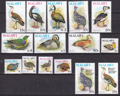 Malawi 1975/1976 fauna pasari MI 229-241/ 271-272 MNH foto