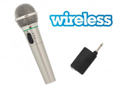 Microfon Wireless sau Cu Fir 3m pentru Karaoke, Argintiu foto