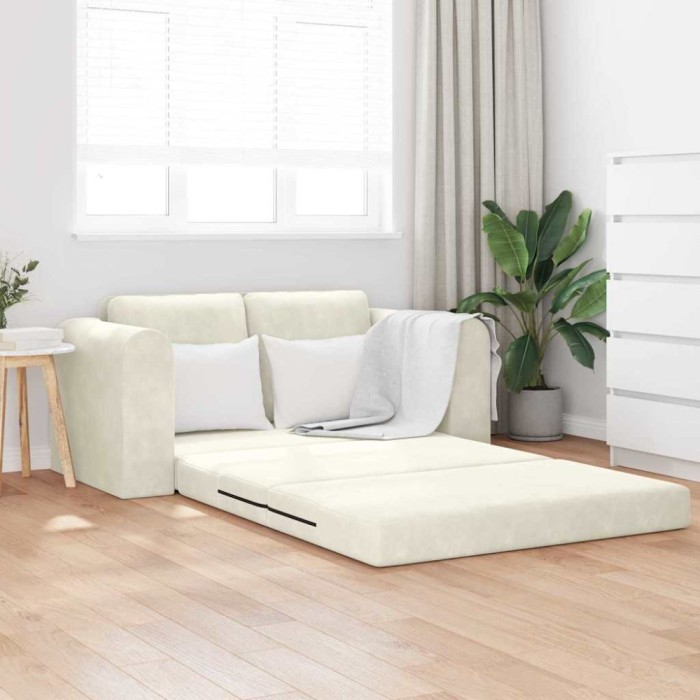 vidaXL Canapea Extensibilă 2-in-1 Crem 148x71x83 cm Velvet