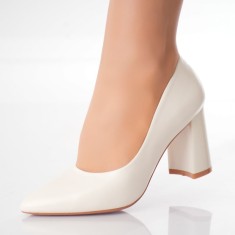 Pantofi dama cu toc Bej deschis din Piele Ecologica Macarena, 38