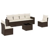 Cumpara ieftin Set canapele de gradina cu perne, 7 piese, maro, poliratan