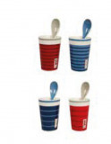 Cumpara ieftin Set 4 pahare si lingurite-Collection Marinieres-Bleu and rouge | Sema Design