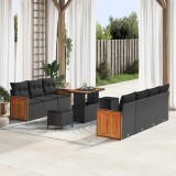 VidaXL Set de canapele pentru grădină 10 pcs Negru 90 x 55 x 71 cm