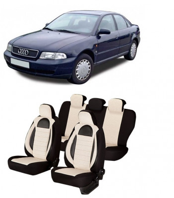 Set huse scaune compatibile Audi A4 B5 (1995-2001) Piele + Textil (Compatibile cu sistem AIRBAG) foto