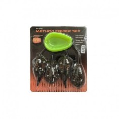 Set momitoare IN LINE Method Feeder cu 4 gramaje diferite si incarcator