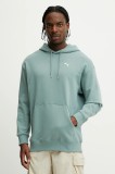 Puma hanorac de bumbac culoarea verde, cu glugă, neted, 629648