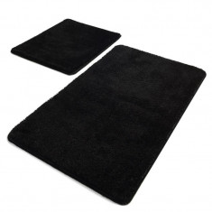 Set covoare baie Chilai Home 359CHL2333, 2 bucati, 100x60 cm, Antibacterian, Acrilic, Negru foto