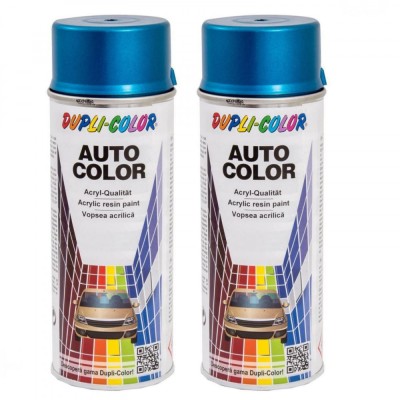 Pachet 2 x Vopsea spray auto Dacia albastru electric metalizata Dupli Color 350 ml foto