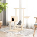 VidaXL Ansamblu de pisici cu st&acirc;lpi din funie de sisal, crem, 94,5 cm