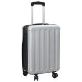 VidaXL Valiză pliabilă cu husă dură de 20in argintie 34 x 23 x 55.5 cm ABS