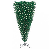 Pom de Crăciun artificial inversat cu LED-uri, verde, 210 cm