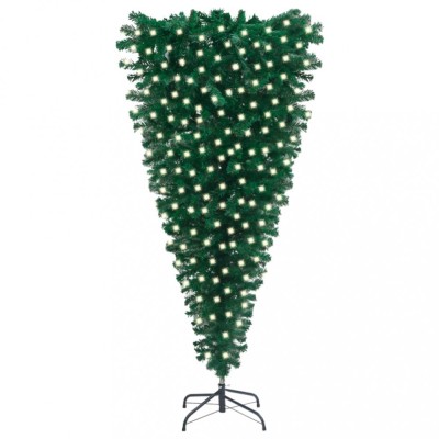 Brad de Crăciun artificial pre-iluminat inversat, verde, 210 cm foto