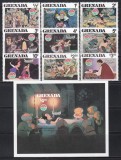 Grenada 1980 - Walt Disney - &bdquo;Albă ca Zăpada și cei șapte pitici&rdquo;, Serie + Colita, Cota 20 EURO, MNH