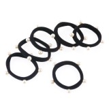 Elastice par frotte negre cu margele albe, Set 6 bucati, CMCLASS, Clame de par copii