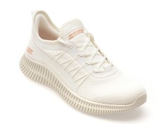 Pantofi sport SKECHERS albi, BOBS GEO, din material textil