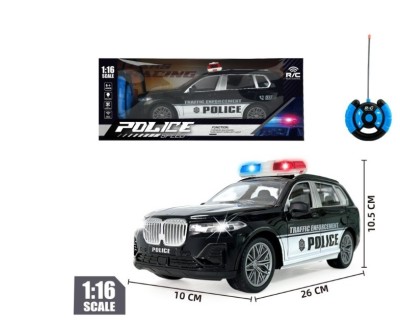 Mașină Poliție RC &amp;ndash; Girofar LED &amp;amp; Sirenă + Telecomandă 2.4 GHz &amp;ndash; 15 cm &amp;ndash; 3+ ani foto