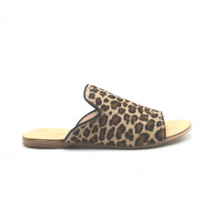 Papuci dama din piele de ponei Araya Animal Print bej, 39