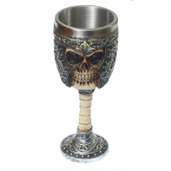 Pocal Medieval Skull 18.5cm 200ml decorat 360grade Tole 10 Imperial 39033