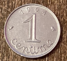 C50 - Moneda foarte veche - Franta - 1 centime - 1964