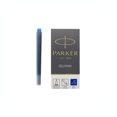 Patroane stilou mari albastre, cerneala permanenta, 5 bucati/cutie Parker Quink 1950384 foto