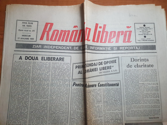 romania libera 17 ianuarie 1990-interviu doibna cornea ,art. octavian paler