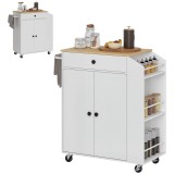 HOMCOM Cărucior de bucătărie cu sertar, dulap, raft pentru condimente, suport pentru prosoape, 82 x 38 x 86,5 cm, Alb/Stejar | Aosom Romania