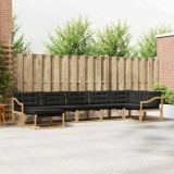 vidaXL Set de canapele de exterior cu pernă 7 pcs Alb și negru 3388910