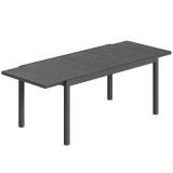 Outsunny Masă de Grădină Extensibilă Blat Aluminiu Efect Lemn Picioare Reglabile 8-10 Persoane 214x85x75cm Gri Antracit | Aosom Romania