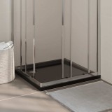Cadita dus patrata neagra 80x80 cm vidaXL ABS, baza dus rezistenta, montaj facil
