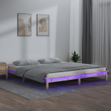 Cadru de pat cu LED, 140x200 cm, lemn masiv, vidaXL
