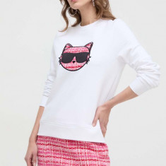 Karl Lagerfeld bluza femei, culoarea alb, cu imprimeu