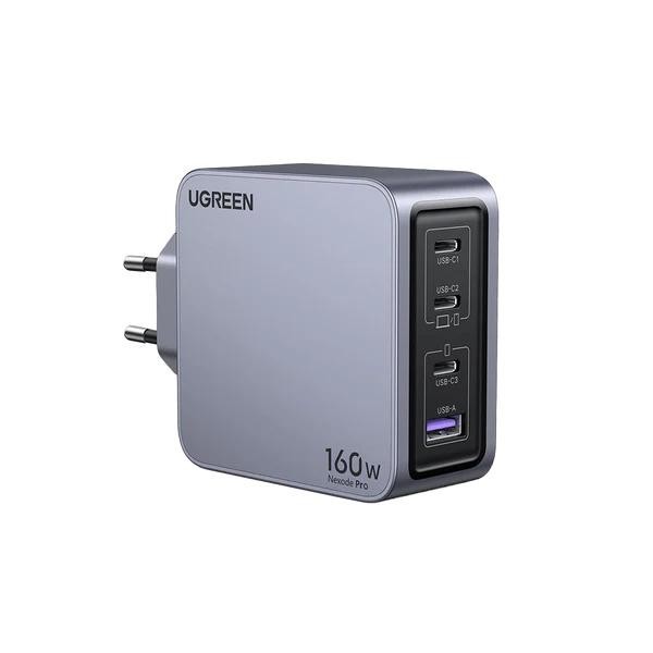 INCARCATOR retea Ugreen, Nexode &quot;X763&quot; Quick Charge 160W GaN, 1 x USB, 3 x USB Tpe-C, include cablu USB Type-C la USB Type-C 240W 1.5 m, gri &quot;25877&quot; (